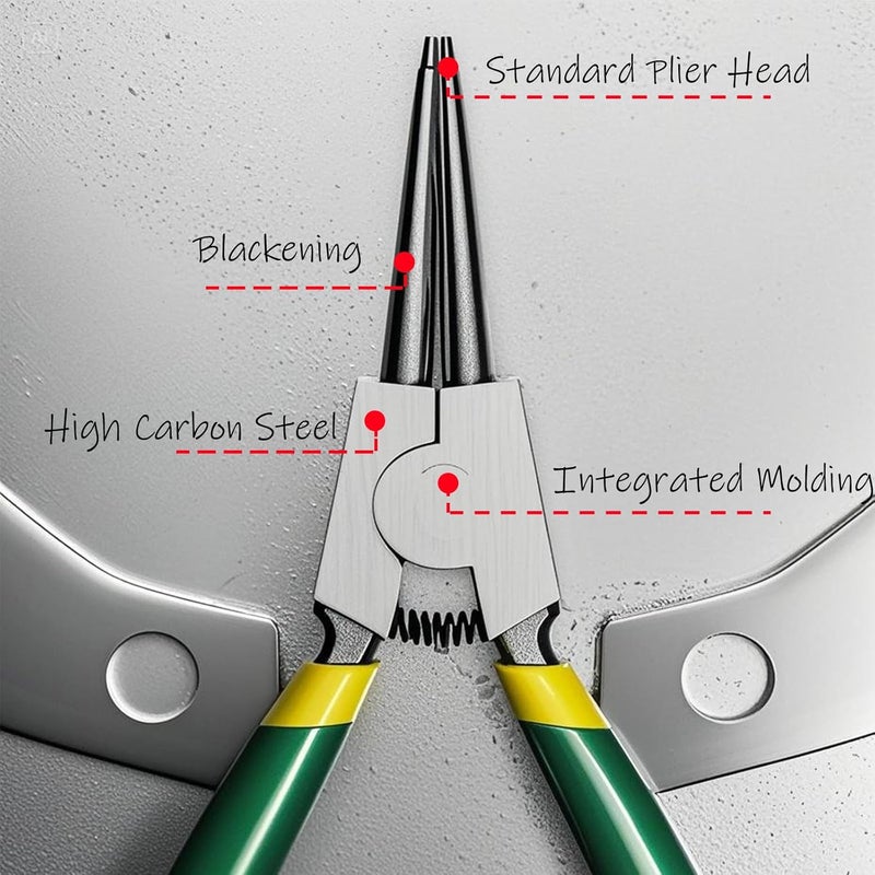 BJDSI Straight External Snap Ring Pliers 7 inch,Internal Spring,Anti-Rust,Head Size:0.07". - Image 3